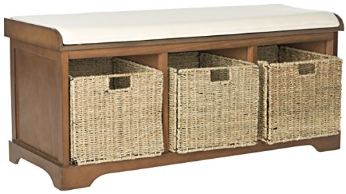 SAFAVIEH Furniture - Lonan Storage Bench - Brown - Solid Wood - Farmhouse Lift-Top Design - Ideal for Entryway, Living Room, Hallway, 18" Seat Height (AMH5733D) - color: Brown