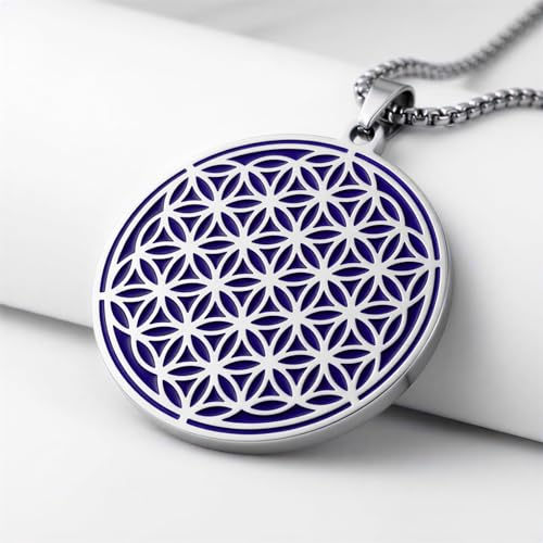 1" Stainless Steel Necklace Charms | Third Eye Vision | Peace Symbol | Finding Your Self | Yin & Yang | Moon Cat | Turtle Power | Flower of Life | | OM | Mystical Spiritual Protection, for Men & Women - style: Silver | Flower of Life Indigo