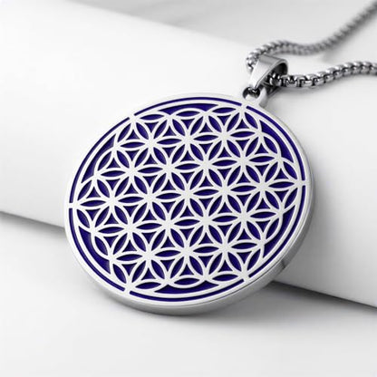 1" Stainless Steel Necklace Charms | Third Eye Vision | Peace Symbol | Finding Your Self | Yin & Yang | Moon Cat | Turtle Power | Flower of Life | | OM | Mystical Spiritual Protection, for Men & Women - style: Silver | Flower of Life Indigo