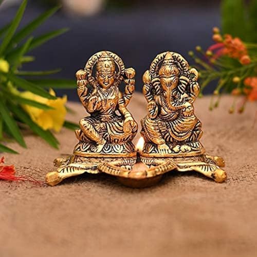 exciting Lives Lakshmi Ganesha Metal Statue Set - Lakshmi Ganesh Murti for Mandir Home, Diwali Gift Idol Murti Set for Hindu Pooja, Gift for Diwali, Festive Gifts, Home Decor