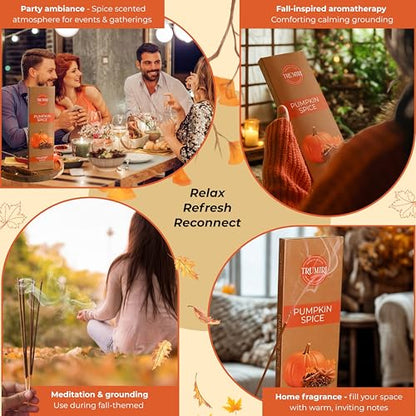 Pumpkin Spice Incense Sticks - Pack of 100 Inscents-Sticks - Inciensos Aromaticos Made with Natural Spices - Scented Insence Non Toxic Insense Incents - color: Pumpkin Spice
