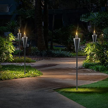 Matney Stainless Steel Outdoor Torches, 5 Ft (4 Pack, Cone) - size: 4 Pack, style: Cone