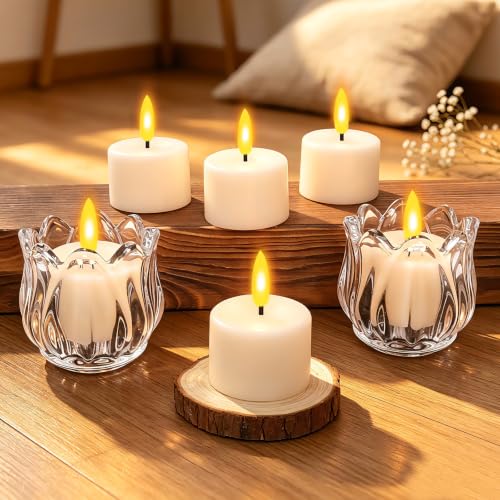 Rechargeable Real Wax Tea Lights Flameless Candles with Remote Timer, LED Tea Lights Candles Battery Operated Tealights for Centerpiece Table Decorations, Anniversary, Halloween, Christmas (12 Pack)
