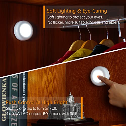 STAR-SPANGLED 2.8” LED Puck Lights Under Cabinet AAA Battery, 5 Pack White - color: White