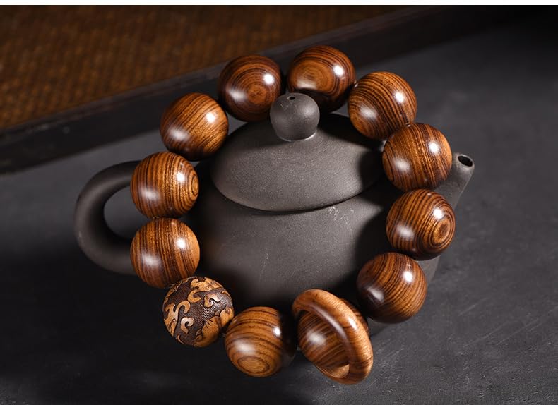 Prayer Bead bracelet Mala Beaded Bracelets for Men Women 12/15MM … - color: 20mm 12 Beads Black Rosewood with Circular Ring