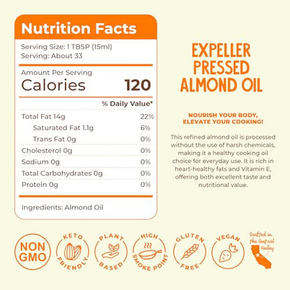 Fresh Vintage Farms Expeller Pressed Almond Cooking Oil - 16 Fl Oz, Pack 1 - size: Pack of 1
