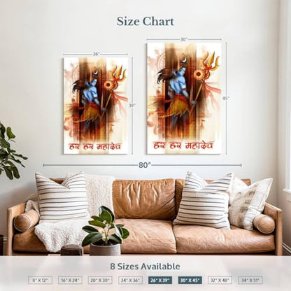 ElephantStock - Lord Shiva Abstract Wall Art - Vertical Canvas Wall Art - Living Room Wall Decor - Digital Art Religion And Spirituality Canvas Art - Brown And Orange Decor - 30" x 45" - size: 45L" x 30W"