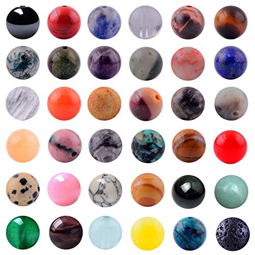 Natural Stone Beads 100pcs Round Genuine Real Stone Beading Loose Gemstones Hole Size 1mm DIY Smooth Bead for Bracelet Necklace Earrings Jewelry Making (Natural Stone Beads Multicolor, 10mm) - color: Natural Stone Beads Multicolor, size: 10mm