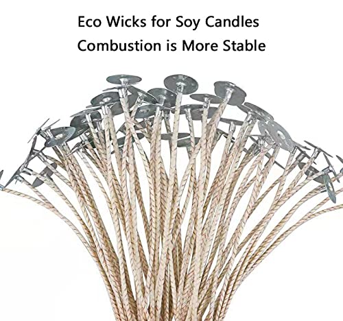 100pcs ECO12 Wicks for Soy Candles, 8 inch Pre-Waxed Candle Wick for Candle Making,Thick Candle Wick with Base - size: eco