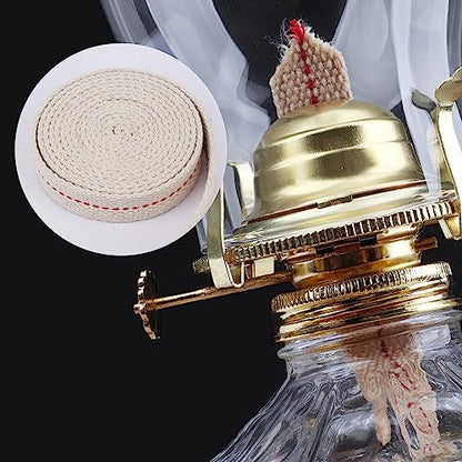SWATOM 19.7 Feet/3 Rolls Oil Lamp Wicks 3/4 inch Oil Wick for Lamps Cotton Lantern Kerosene Wick Replacement with Genuine Red Stitch - size: 3/4 Inch Cotton Oil Lamp Wicks 19.7 Feet