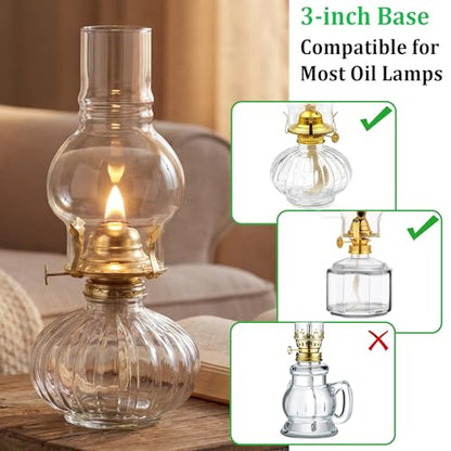 Oil Lamp Chimney Replacement Hurricane Lamp Clear Glass Shade for Kerosene Lamps 3-inch Base x 6.5 Inch Tall (1 Pack)