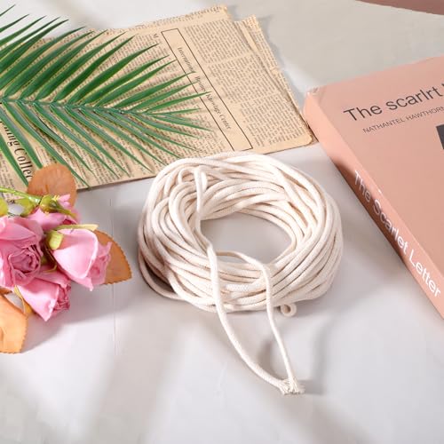 32.8 Ft Oil Lamp Wicks, 1/8 Inch Round Cotton Wicks for Oil Lamps Braided Candle Replacement Wick for Alcohol Kerosene Lamp DIY Handmade Candle Making Supplies