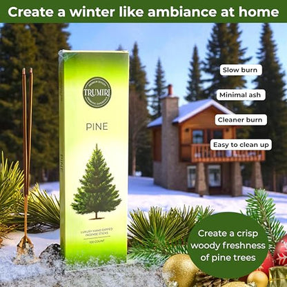Pine Incense Sticks - Bulk Pack of 100 Insence-Sticks - Made with Natural Pino Oil - Scented Incienso Aromaticos Non Toxic Inscent Insense - color: Pine