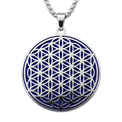 1" Stainless Steel Necklace Charms | Third Eye Vision | Peace Symbol | Finding Your Self | Yin & Yang | Moon Cat | Turtle Power | Flower of Life | | OM | Mystical Spiritual Protection, for Men & Women - style: Silver | Flower of Life Indigo