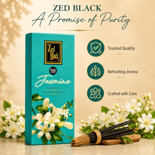 Zed Black Jasmine Incense Sticks, Sweet Blooming Floral Scent, 120 Sticks - color: Jasmine