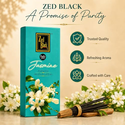 Zed Black Jasmine Incense Sticks, Sweet Blooming Floral Scent, 120 Sticks - color: Jasmine