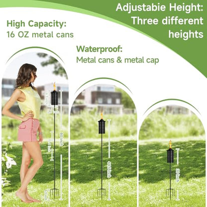 ZSZMFH 4 Pack Citronella Torches for Outside, 16Oz Outdoor Garden Torches