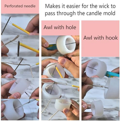 Candle Making Kit for Adults Beginners with Storage Bag, Candle Making Supplies Used for Punching and Inserting Candle Mold Wicks, Candle Making Tools Including Punching Needle with Hook and Large Eye - color: Black, style: 21 PCS