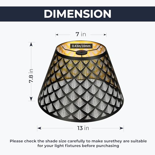 Small Lamp Shades Metal Lamp Shades With Etched Hollow Arrow Pattern - color: Black Arrow