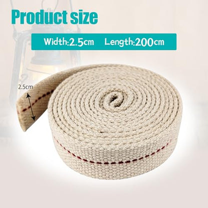 1 Roll Oil Lamp Wick - 6.5 Feet Roll, 1 Inch Flat Cotton Wick Replacement - Perfect for Oil Lamps, Lanterns, and Oil Burners (1 inch) - size: 1 inch