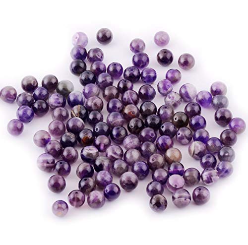 Natural Stone Beads 100pcs 10mm Amethyst Round Genuine Real Stone Beading Loose Gemstone Hole Size 1mm DIY Smooth Beads for Bracelet Necklace Earrings Jewelry Making (Amethyst, 10mm) - color: Amethyst Purple, size: 10mm