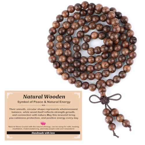 AD Beads 6mm 8mm 108 Prayer Mala Jasper Elastic Bracelet - Handmade Yoga Meditation Healing Power Energy Gifts for Unisex Adult. - color: Black Rose wood(Strengthen the body)