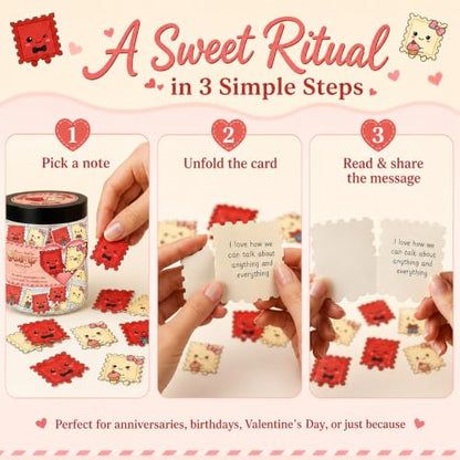 Gifts for Boyfriend, Love Notes Jar with 60 Prewritten Mini Messages - style: Love Notes Stamp