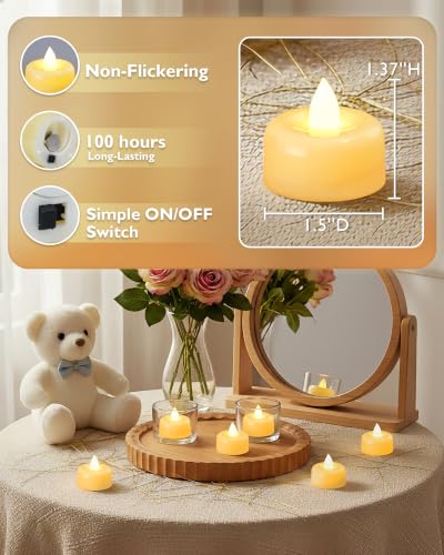 Amagic 12/24/50/100/150Pack Fake Tea Lights Candles Battery Operated, 12Pcs - color: Ivory, size: 12 Pack