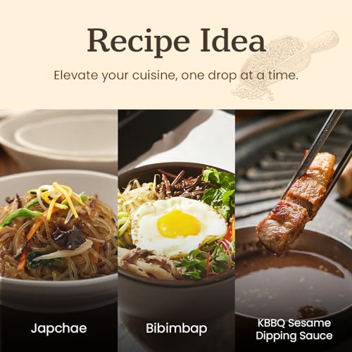 Premium Korean Sesame Oil [5.4 Fl Oz] -100% Pure Toasted Sesame Seed Oil | Korean-Style Rich & Nutty Flavor | Asian Cooking Oil for Stir Fry, Noodles, Dressing & Drizzle - O’food - size: 5.4 Fl Oz (Pack of 1)