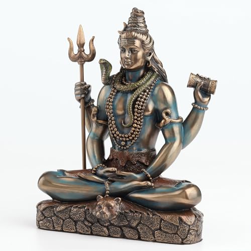 Veronese Design Lord Shiva Statue 6.25 Inch - Hindu God Meditation Figurine in Lotus Pose - Cold Cast Bronze Finish Resin Sculpture - Spiritual Home Decor & Religious Gift for Collectors