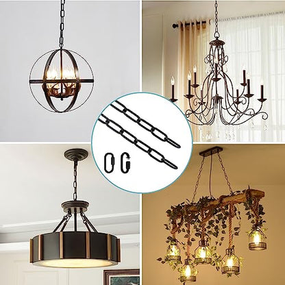 Helunsi Industrial Lighting Chain, 6 Feet Black Light Fixture Chain - color: Black