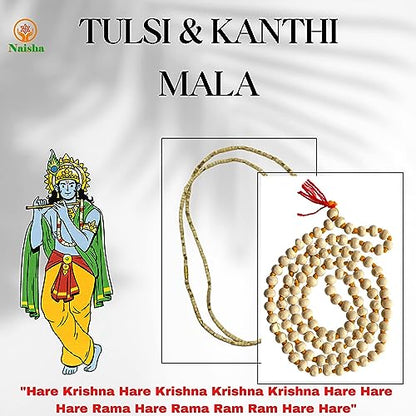 Naisha Tulsi Holy Basil Japa Mala 108+1 Beads & Tulsi Kanthi Mala Tulsi Ki Mala 2 Round Neck Mala Original for Daily Mantra Jaap, (Pack of 2)