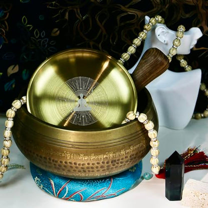 Gold Offering Prayer Ritual Bowl Plate Great for Altar,Witches,Meditation,Incense Sticks, smudging, Candle,Crystal,Jewelry,Yoga Use (Meditation Poster) - style: Meditation Poster