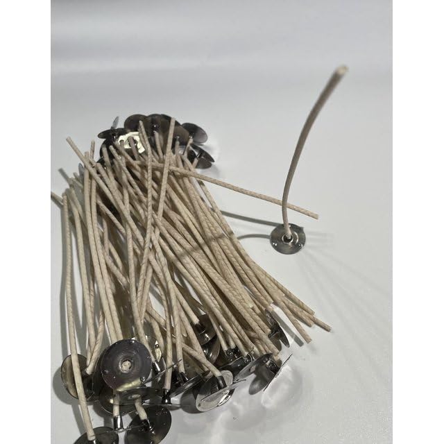 100 Pack | Jess Mae® CD 4 Candle Wicks | 6 Inch | Pre-Tabbed & Pre-Waxed Cotton Candle Wicks | Candle Wicks for Candle Making | Container & Jar Candles - size: CD - 4