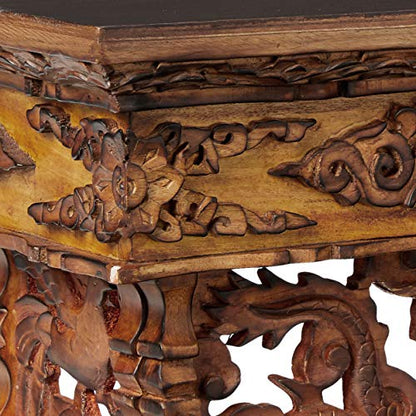 Tribe Azure Fair Trade Small Altar Table, Meditation Table Altar, Small Puja Table, Meditation Altar Wood Wiccan Buddhist, Tea Japanese, Low Side Dragon (Small) - size: Small Dragon