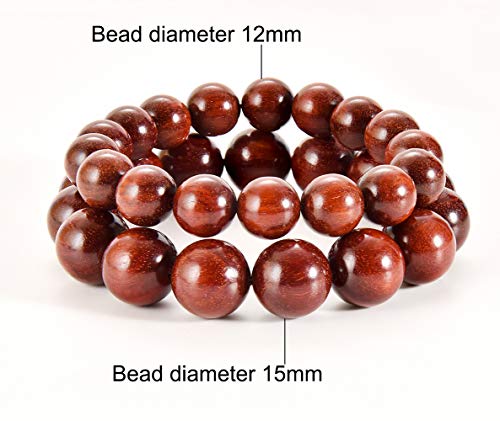 Prayer Bead bracelet Mala Beaded Bracelets for Men Women 12/15MM … - color: 12mm 17 beads Rosewood