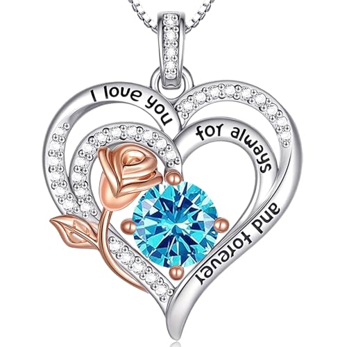 Birthstone Heart Necklaces Jewelry Gifts for Women - color: 12-Dec-Birthstone