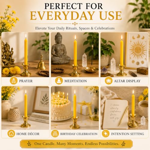 Dinil Yellow Spell Candles, 4 Inch Mini Chime Candles, Set of 20 - color: Yellow, size: 20 Pack