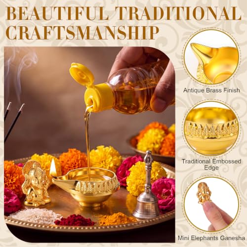 Conelist 20 Sets Indian Pooja Return Gift for Guest with Kuber Diya, Grain - style: Grain