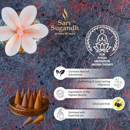 Premium Dhoop Cones | Handmade with Natural Ingredients | Charcoal-Free | Long Lasting Pure Aroma for Pooja, Meditation & Aromatherapy (Sandalwood)