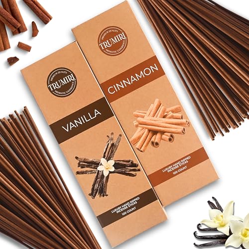 Cinnamon & Vanilla - Combo Pack of Incense Sticks - 100 Insence-Sticks of Each Scent - Total 200 Inscents - Inciensos Aromaticos para La Casa - Made with Natural Non Toxic Ingredients - color: Cinnamon & Vanilla