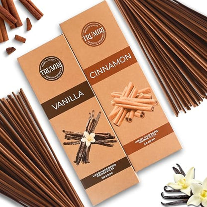 Cinnamon & Vanilla - Combo Pack of Incense Sticks - 100 Insence-Sticks of Each Scent - Total 200 Inscents - Inciensos Aromaticos para La Casa - Made with Natural Non Toxic Ingredients - color: Cinnamon & Vanilla