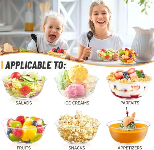 10 oz Small Clear Plastic Bowls, 60 Pack - size: 10 oz (Pack of 60)