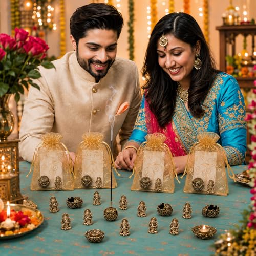 AceOrbit 30 Pack Diwali Party Favors Set, Lotus Incense Ganesha, Vintage - style: Vintage