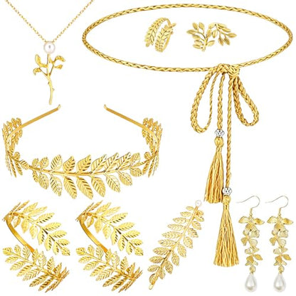 NEWITIN 20 Pieces Greek Goddess Costume Accessories Set for Women - color: Gold A