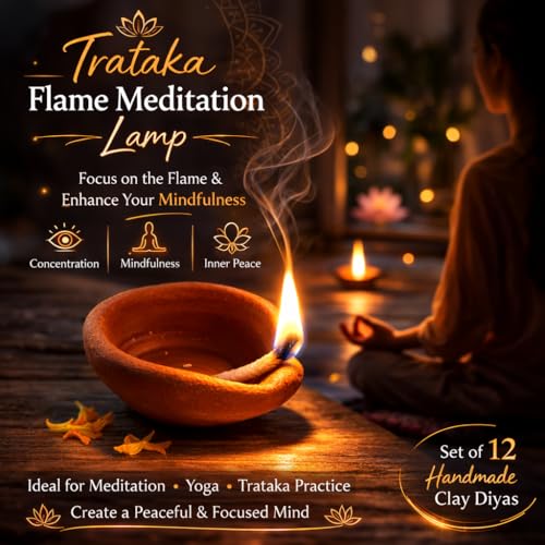 Diwali Clay Diyas Set of 12 with Cotton Wicks | Handmade Terracotta Oil Lamps for Diwali Decoration, Pooja, Meditation & Spiritual Rituals