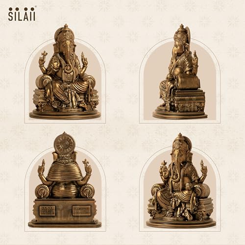SILAII Lord Ganesha Divine Sculpture - 6 Inches, Handmade Home Decor Idol for Spiritual and Gifting Purposes