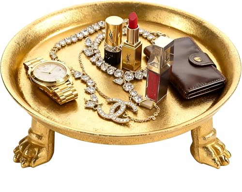 khtumeware 4.5 Inch 100% Solid Brass Clawfoot Candle Dish - Antique Pedestal Dish - Candle Holder - Jewelry Holder - Perfect for Wax Candles, Rings, and Trinkets - color: Antique Brass
