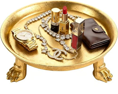 khtumeware 4.5 Inch 100% Solid Brass Clawfoot Candle Dish - Antique Pedestal Dish - Candle Holder - Jewelry Holder - Perfect for Wax Candles, Rings, and Trinkets - color: Antique Brass