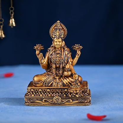 Artarium Lakshmi Idol Statue 6 Inch Antique Finish, Goddess Lakshmi Murti, Hindu Goddess of Wealth & Prosperity Figurine for Home Temple, Pooja Mandir, Office Desk, Meditation Altar & Spiritual Gift - color: Shree Laxmi (6 Inch)